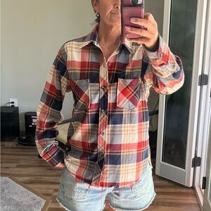 Aviator Nation - Plaid Long-Sleeve Button-Up Shirt - Red Navy Cream